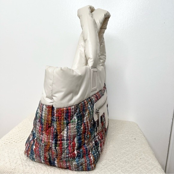 Authentic Chanel Coco Cocoon Nylon Tote Bag Tweed Print Cream Off White - Picture 5 of 15